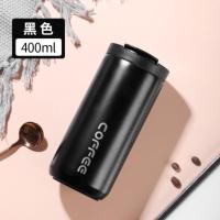 黑色/400ml 携带防漏杯子学生轻便密封水女咖啡带杯男士简约随行便携欧式杯盖