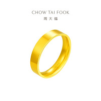 周大福简约素圈黄金戒指女足金首饰送生日礼物(工费:320计价)EOF1280