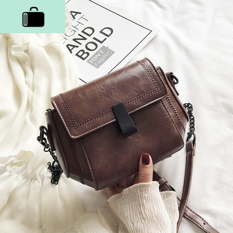 GY6WLS夏新款小方包单肩斜挎女包韩版链条包休闲百搭手机包零钱包NEW LAKE （咖啡色）黑锁