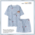 浪莎睡衣女夏季纯棉薄款短袖短裤可爱夏天休闲可外穿家居服两件套 XL YS22004