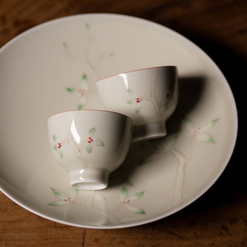 美帮汇粉彩兰花盖碗青灰釉茶碗三才盖碗冲茶碗功夫茶具公道杯茶杯泡茶碗高清大图
