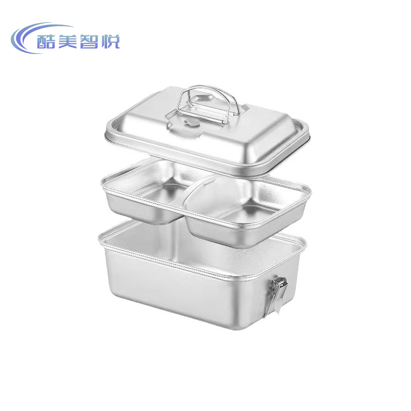 酷美智悦 304不锈钢饭盒1.5L双层方形18*13*8cm KM-BH561 个高清大图