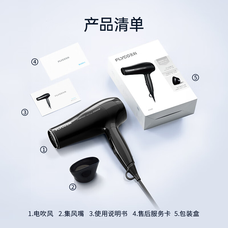 飞科FLYCO个性旋风干发器FH6231 负离子静音双速设计时尚便携电吹风高清大图