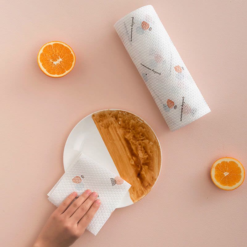 性懒人洗碗巾厨房用纸干湿两用吸水吸油清洁|餐具2卷100片图片