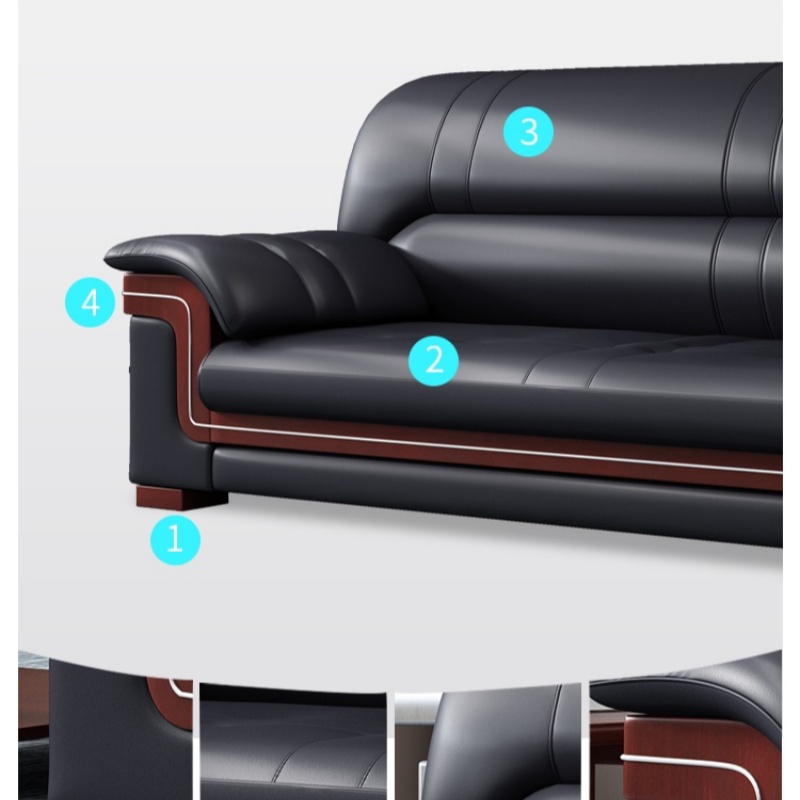 智叶舟办公沙发组合200*80*85cm(1+1+3)套高清大图