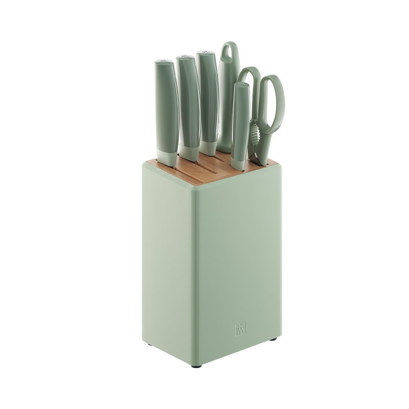 双立人(ZWILLING)刀具套装菜刀水果刀砍骨刀切肉刀刀架NOW PRO抗菌钛金刀全套厨具 薄荷绿 抗菌钛金刀具 7件
