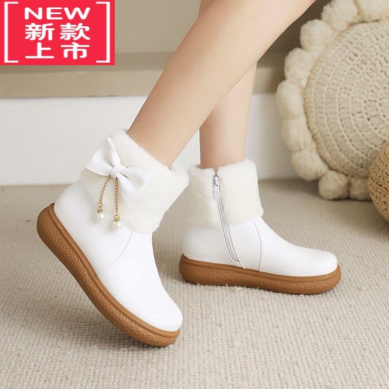 可莉允儿童雪地靴女童棉鞋中大童2022新款冬季女孩防水短靴子公主马丁靴图片