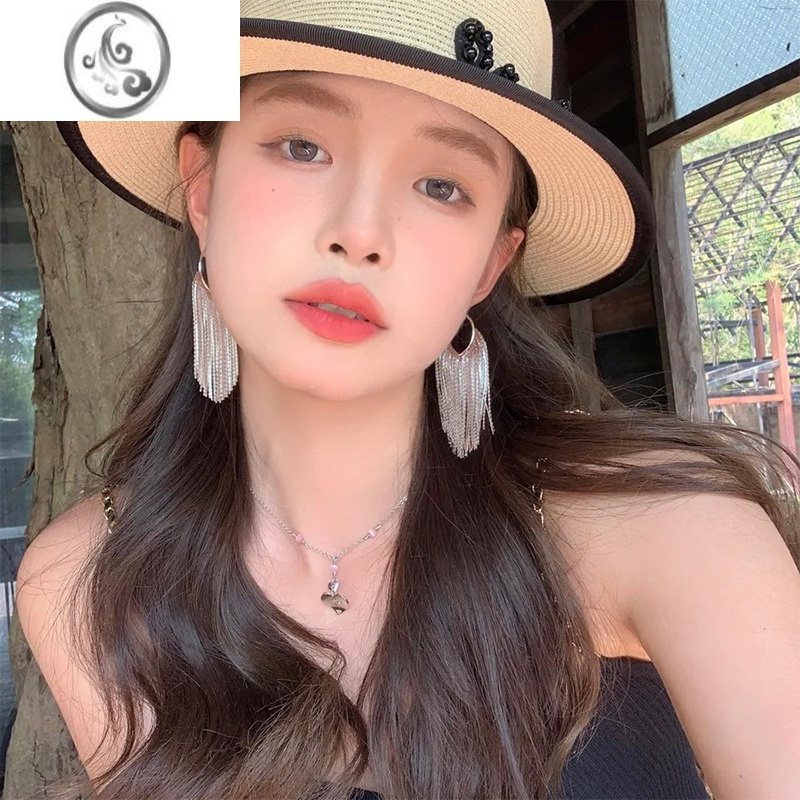 JiMi春夏新款度假风夸张长款流苏耳环女气质高级感小众金属耳钉耳饰品