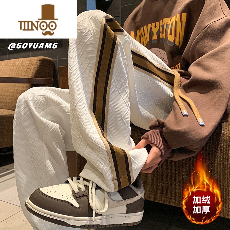 YANXU裤子男2023新款潮牌美式痞帅运动卫裤直筒宽松阔腿休闲长裤高清大图