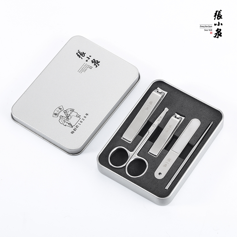 张小泉 白琉璃美甲五件套 H60400100 配置:大号指甲钳、中号指甲钳、指甲锉、鼻毛剪、挖耳勺*