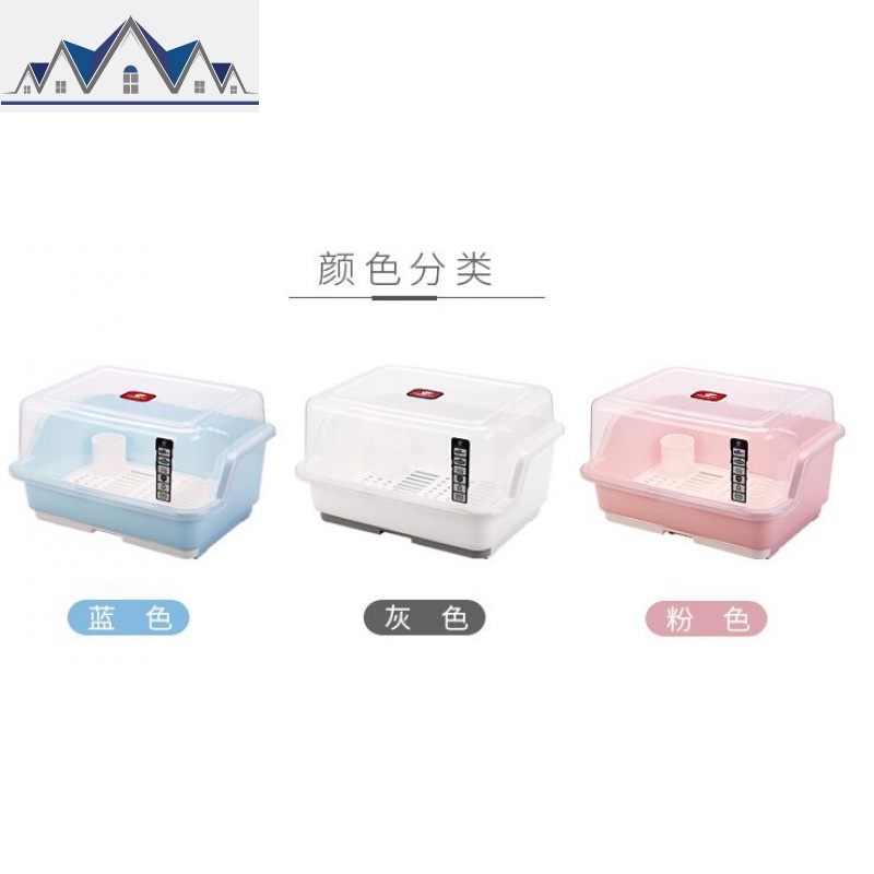 加厚塑料碗柜带盖碗碟篮厨房沥水碗架餐具碗筷收纳盒翻盖厨房收纳 三维工匠收纳层架高清大图
