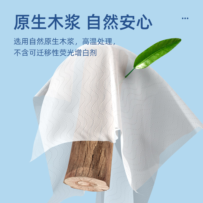 植护 气垫无芯 卫生纸(碎冰蓝系列)115*120/5层 100g 24卷*1提高清大图