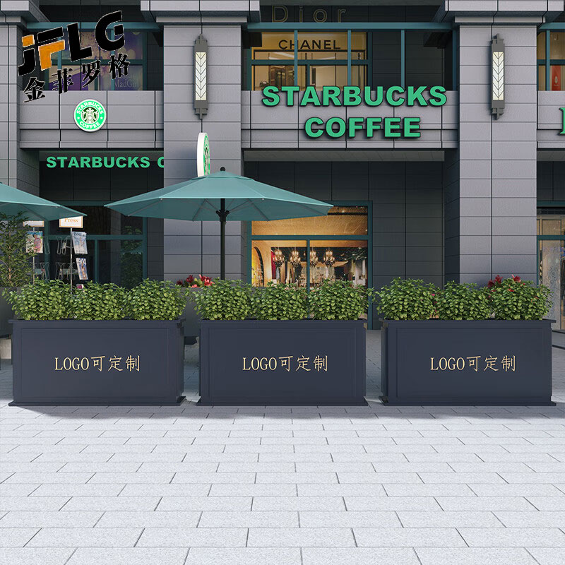 金菲罗格可定制LOGO花箱隔断种植箱 花箱80x30x60cm高清大图