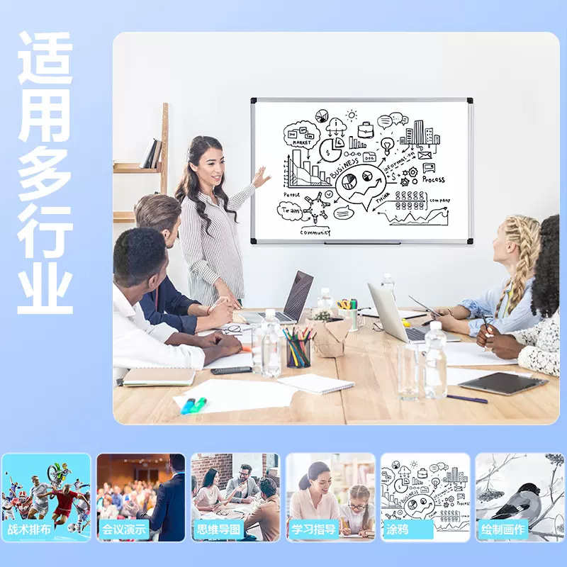 Safmax 单面挂式白板教学办公会议板写字白板 90*150cm