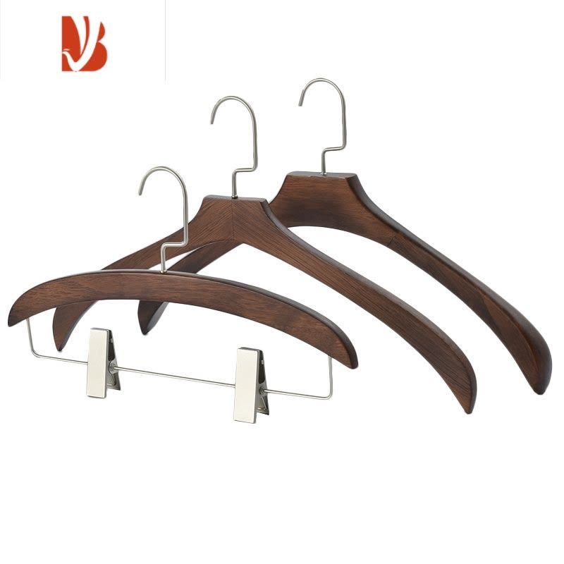 三维工匠实木衣架家用木质防肩角男女士挂衣架衫皮草大衣服挂图片
