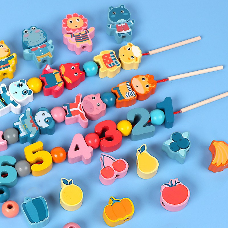 婴幼儿童串珠子玩具力男女孩4宝宝动脑早教1一2岁3穿绳线积木英族拾光