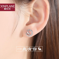 鑫铂尼耳钉女新款小鹿气质个性一路有你耳饰七夕情人节送闺蜜老婆媳妇