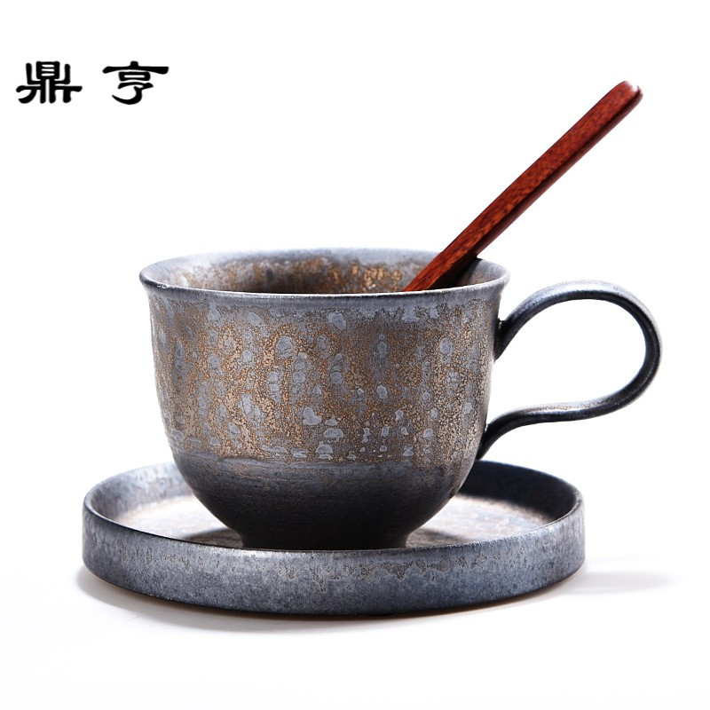 鼎亨创意手工陶瓷马克杯办公室水杯个人杯情侣咖啡杯带碟勺套装茶