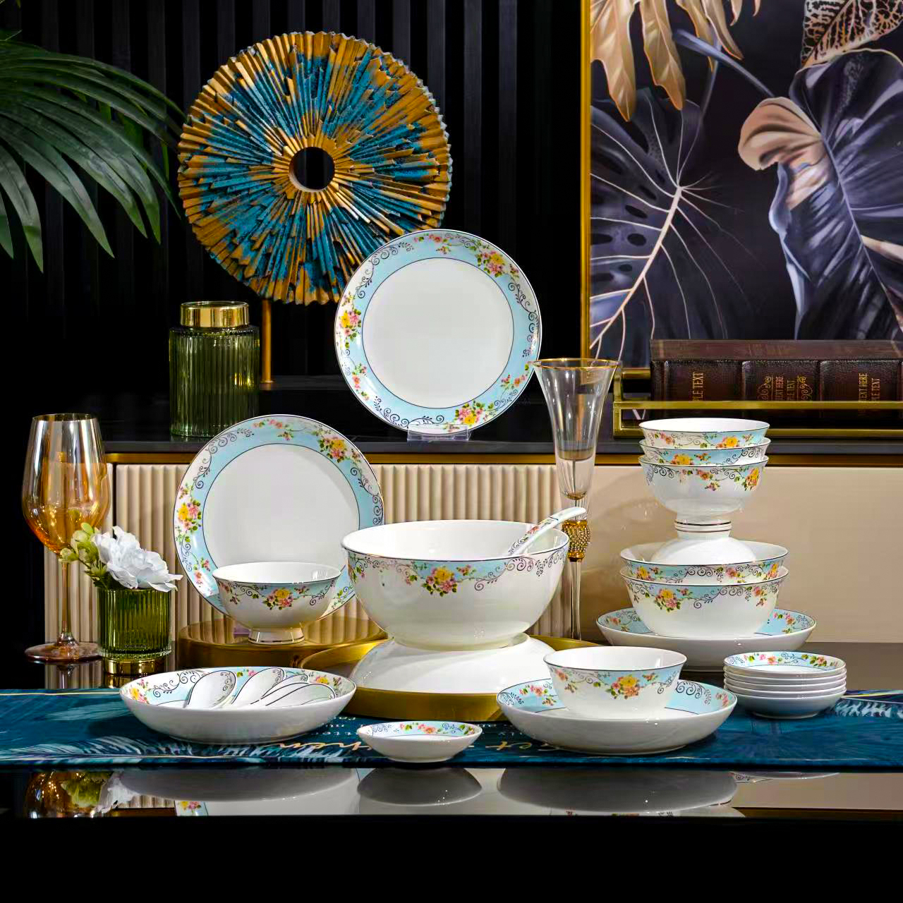 北国风光 欢沁骨瓷28头餐具 TS-0028 套高清大图