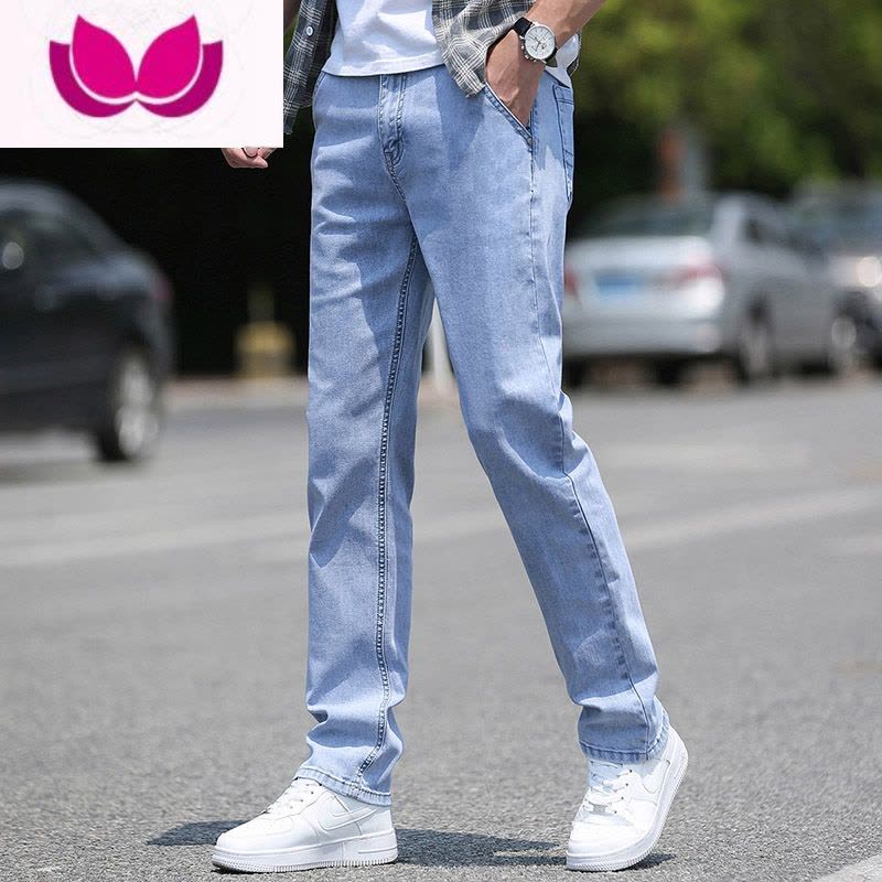 七斓2023春季男士牛仔裤男商务宽松直筒裤子男潮牌弹力夏休闲长裤图片