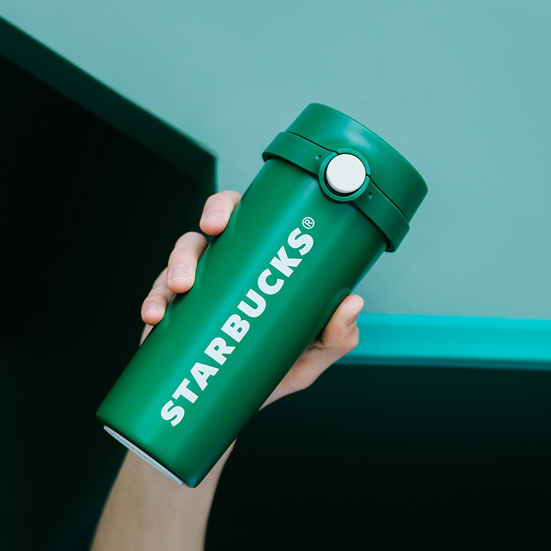 星巴克 11142994 单手操作不锈钢保温杯绿色473ml 保温杯 (计价单位：个) 绿色高清大图