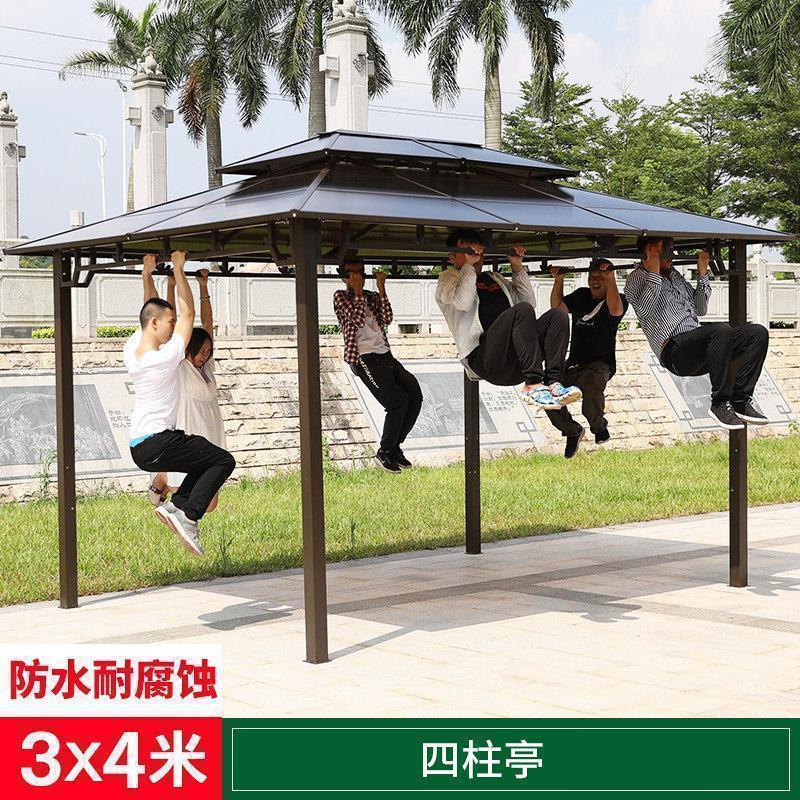 森美人户外庭院凉亭遮阳帐篷简易移动室外休闲四角花园农庄天台别墅亭子 3x4米四柱亭【立柱8cm】