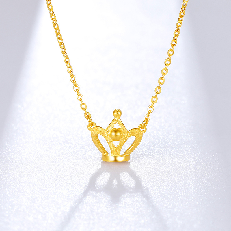 周六福zhouliufu珠宝足金吊坠皇冠链坠女款项链黄金套链计价ac061136