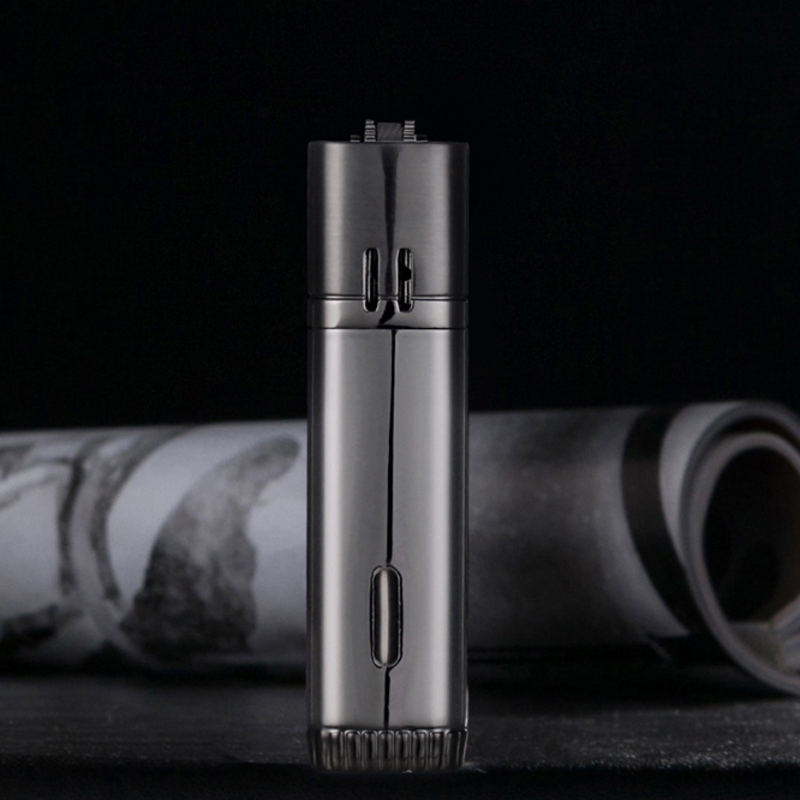 jobon中邦充气打火机防风创意蓝焰直冲砂轮打火机双火点雪茄火机 黑色