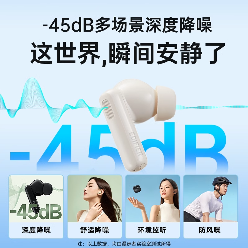 EDIFIER/漫步者LolliPro3真无线主动降噪蓝牙耳机入耳式男女生2024新款耳塞Lolli pro2 柳芽青