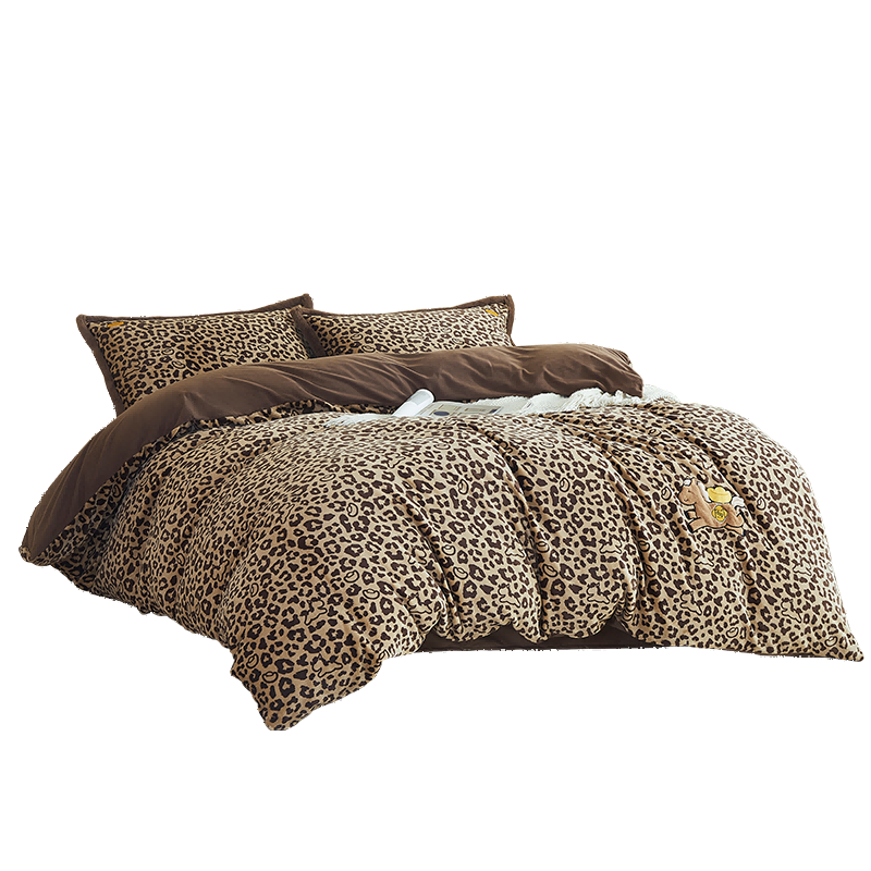LA MAISON DE SASHA马上暴富暖绒抗静电四件套 A类柔软亲肤加厚床单款 豹纹 1.5/1.8m适用