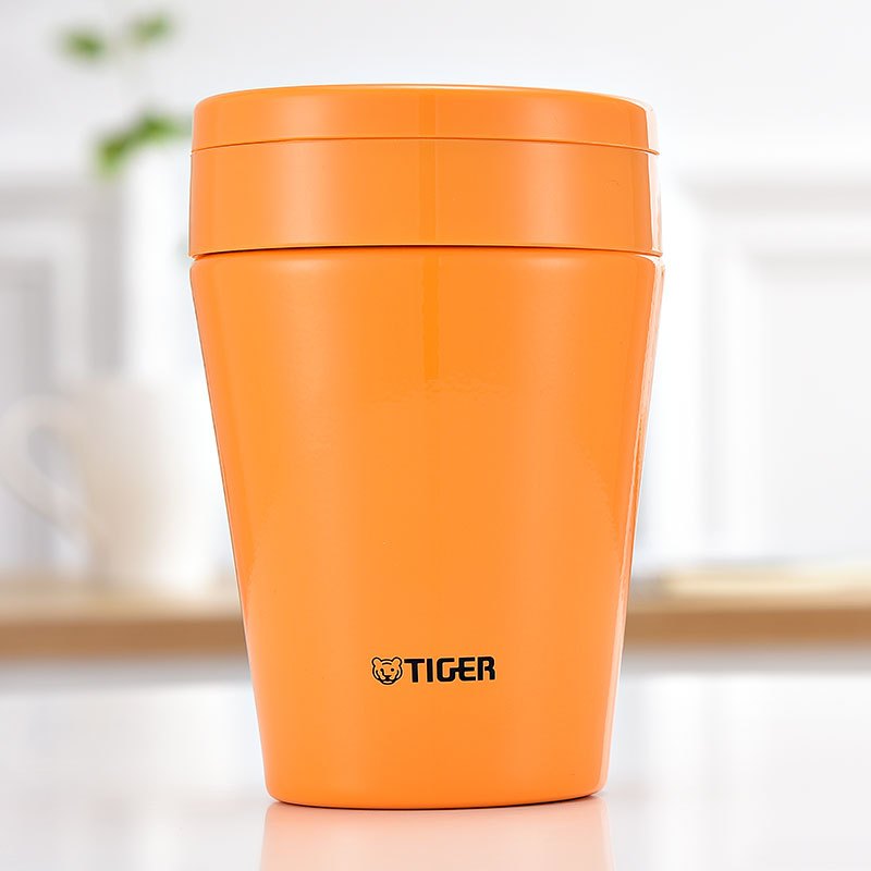 TIGER虎牌 304不锈钢汤杯 多功能便携保温杯保冷杯 焖烧杯 便携杯子 南瓜黄 MCC-B38C--YS 380ml
