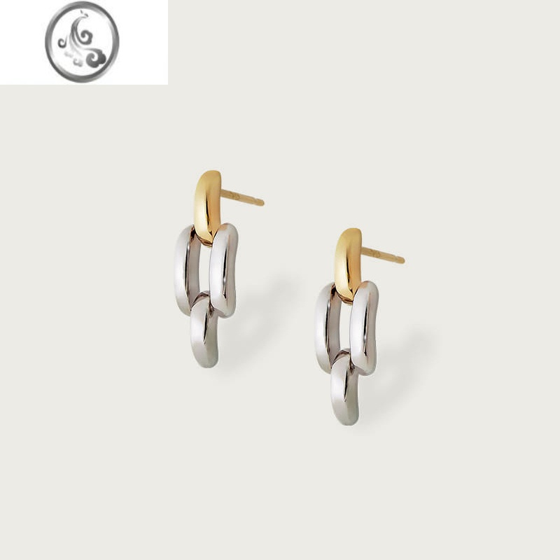 JiMi原创流行链环耳环高级感简约个性镂空链形耳钉耳饰K金百搭耳环