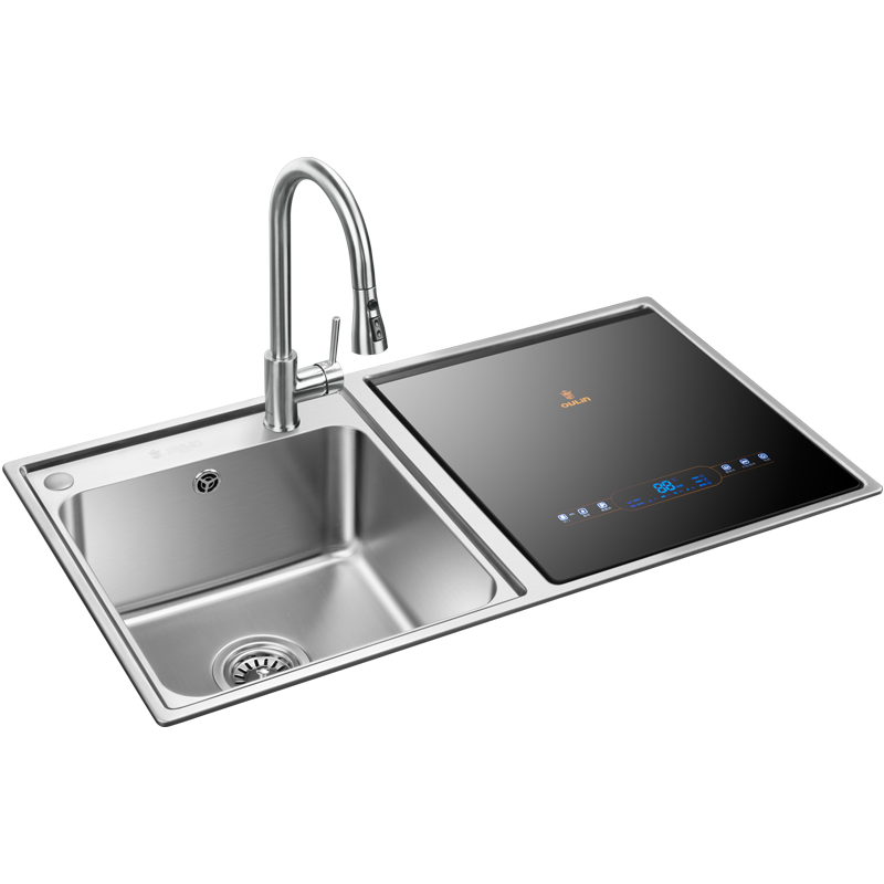 oulin水槽洗碗机f5/f5l全自动一体嵌入式智能304不锈钢水槽双槽洗菜盆