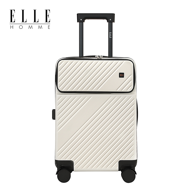 ELLE HOMME EH23082622 前开盖带USB充电接口拉杆箱 26寸象牙白高清大图