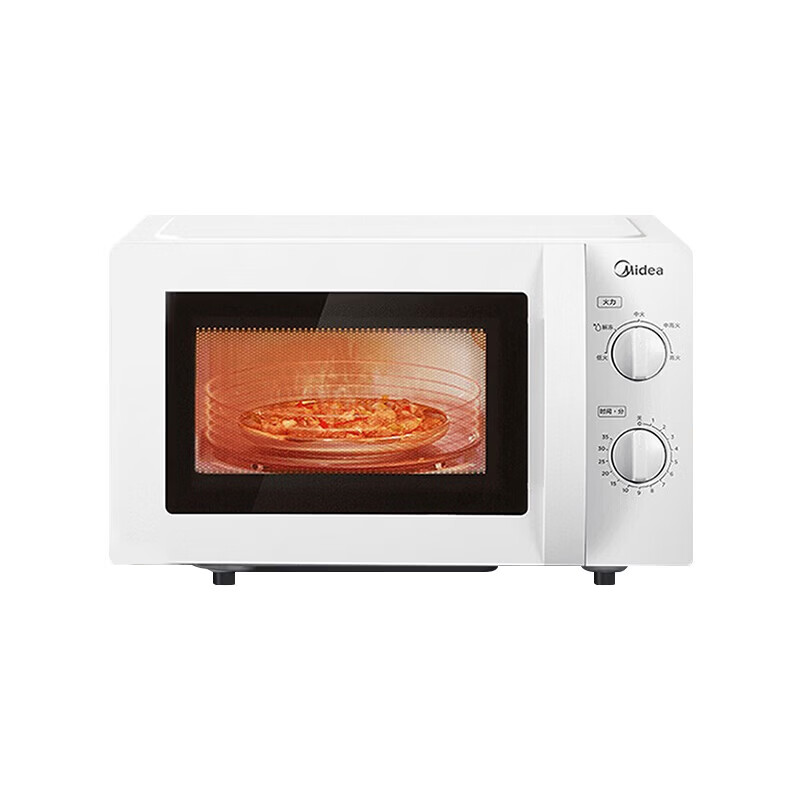 美的(Midea) 家用小型快捷微波炉 360°转盘加热 旋钮操控 高温杀菌 易洁内胆 M1-L213B 纯白