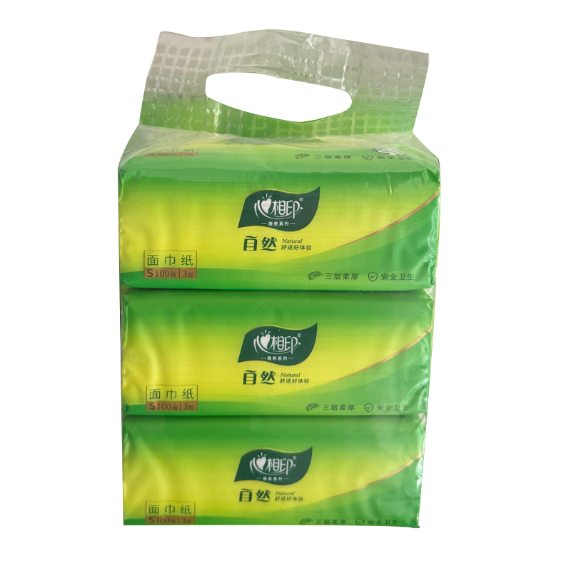 心相印自然面巾纸 S100抽|3层 *3包 一提