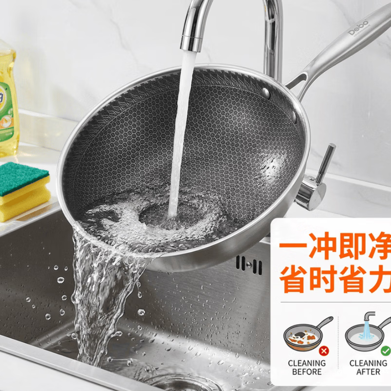 (顺丰发货)德铂(Debo)马里奥不粘炒锅32cm DEP-729高清大图