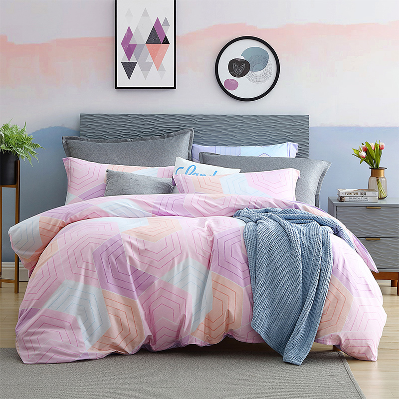 梦洁mendale家纺四件套纯棉全棉简约北欧床上用品18m15米梦洁粉之岛屿