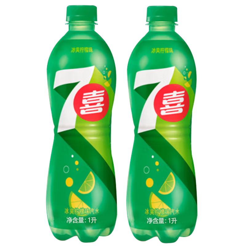 百事可乐7喜 柠檬味碳酸饮料1L*2瓶 (新老包装随机发货)