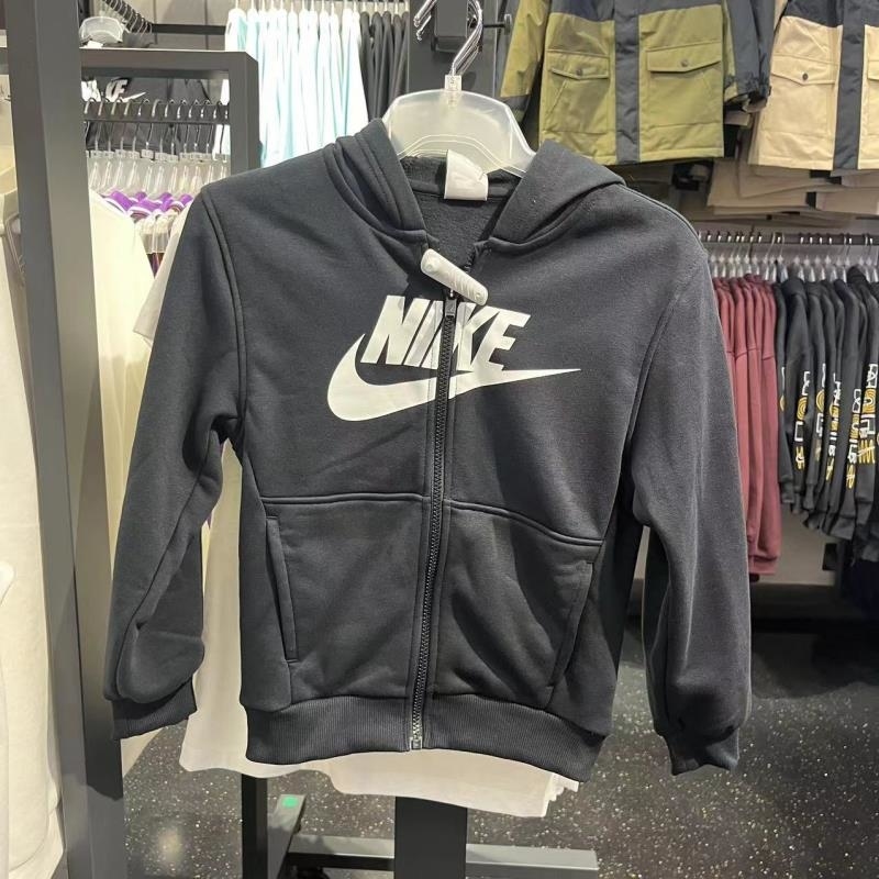 NIKE耐克连帽外套运动休闲加绒针织大童夹克FD2990-010 D