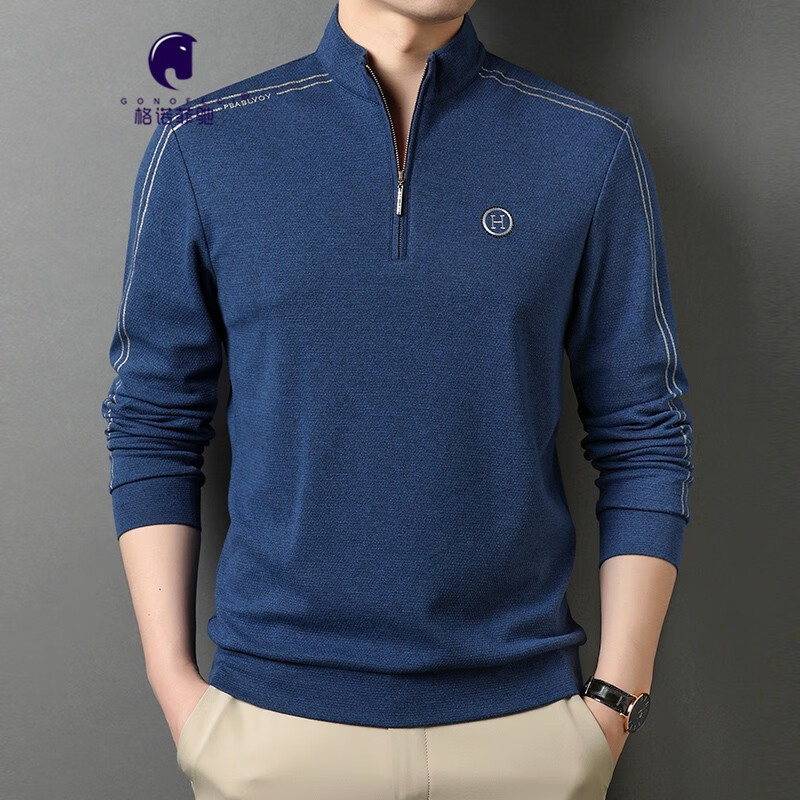 【长袖t恤衫男士商务休闲立领】报价行情_排行_品牌_参数_怎么样_图片