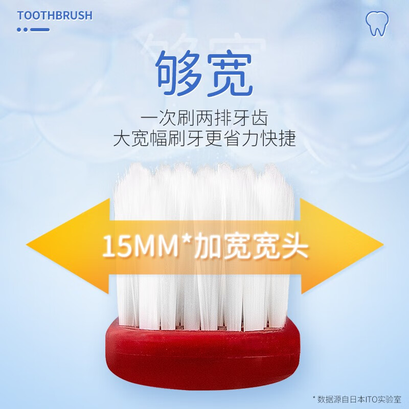 艾特柔(ITO)成人宽头牙刷软毛牙刷细毛健齿护龈方头成人牙刷家庭装 软毛 1支 -颜色随机高清大图