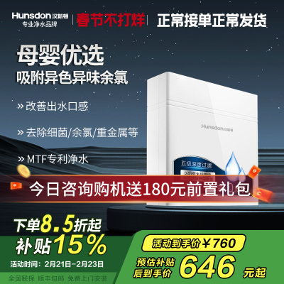 汉斯顿净水器家用直饮厨房超滤净水机过滤器保留矿物质HSD-320EY