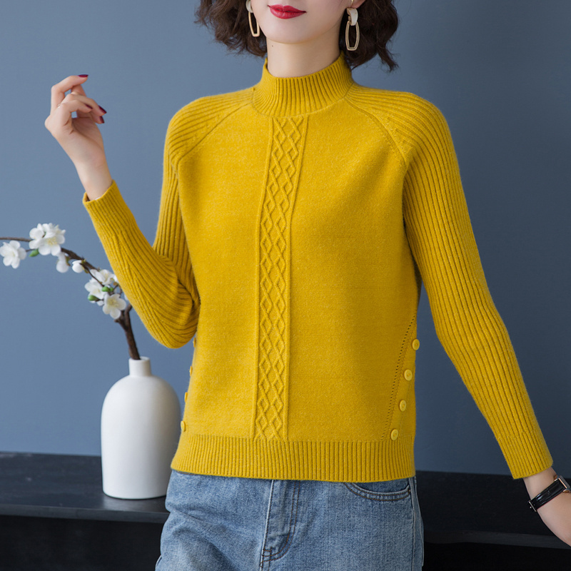 2021秋冬新款山羊绒衫女针织衫打底衫毛衣圆领羊毛衫女修身短款毛衣女