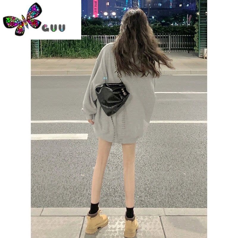 语娄卡通印花连帽卫衣女设计感小众oversize带宽松上衣外套潮ins图片