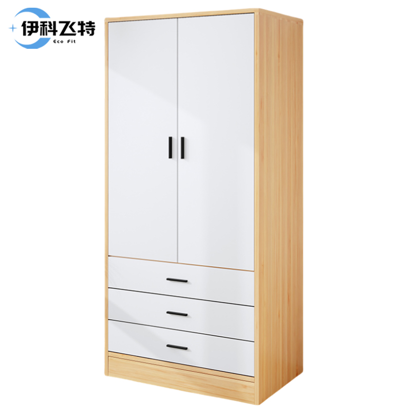 伊科飞特原木色挂衣柜三抽高清大图