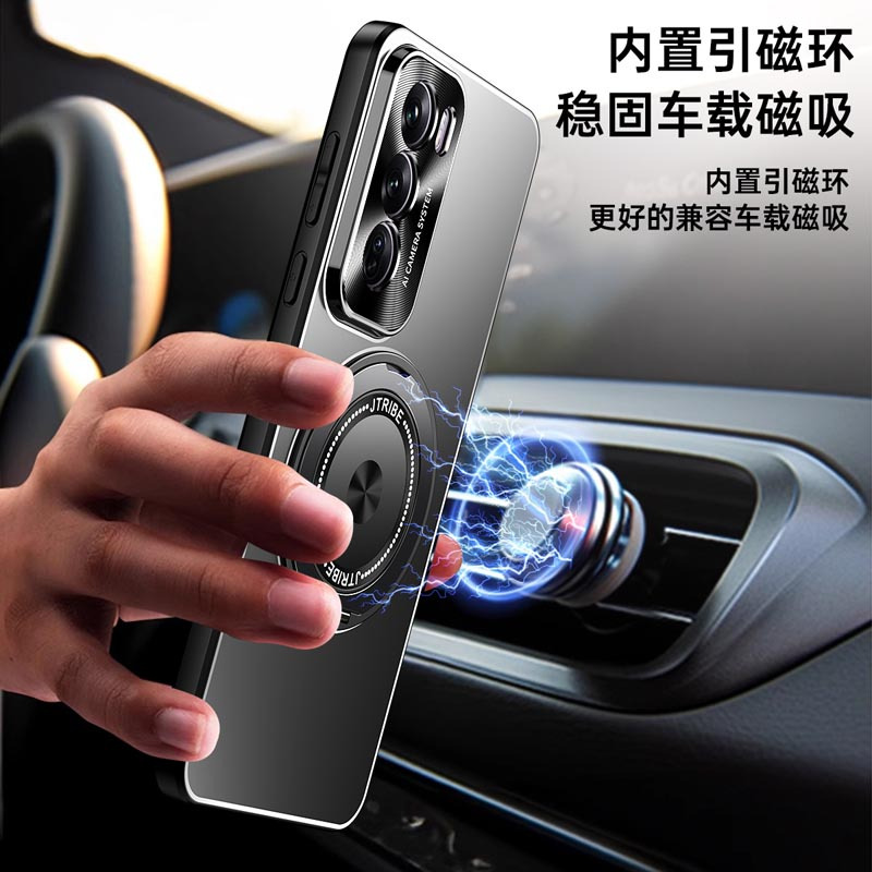 圣幻 oppo reno12手机壳reno12pro手机套硅胶软边全包边保护壳防摔磁吸旋转支架网红壳