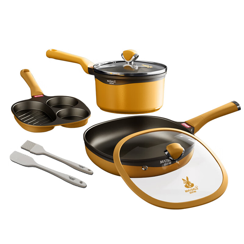 迈巴勒煎锅煎盘奶锅三件套(含油刷、小铲子)MBL-TZ2003