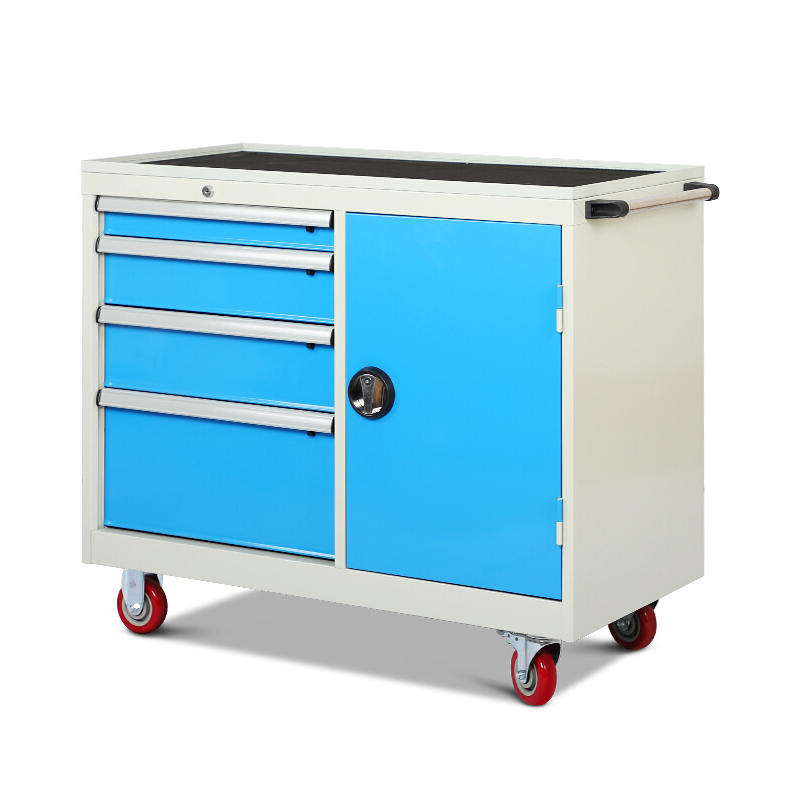 尔迈 工具车维修车间移动手推车多功能零件车 4抽1门 无挂板高清大图