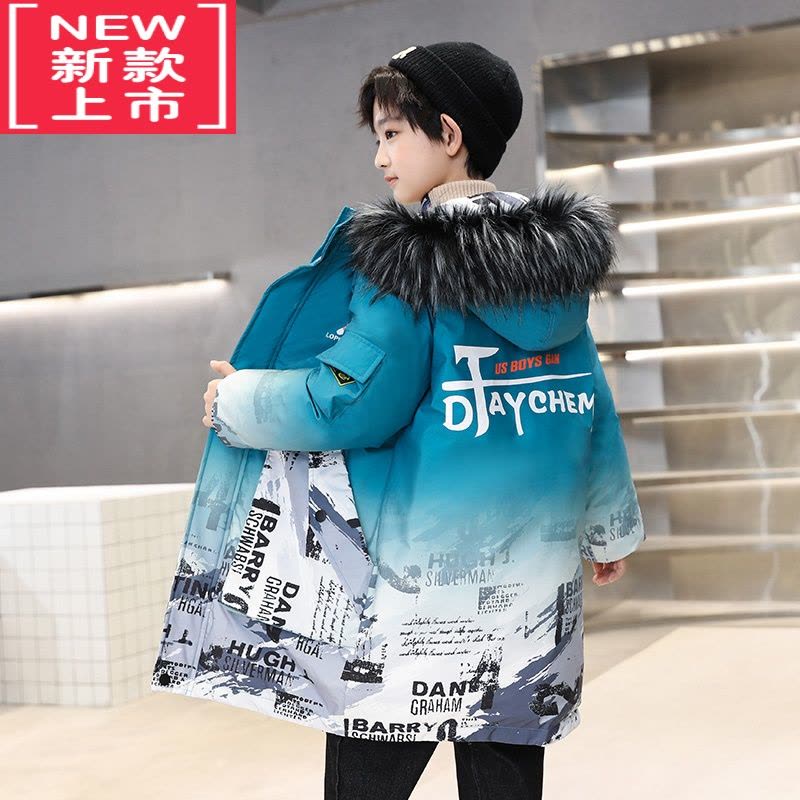 可莉允冬装男童棉衣外套2022新款中大童痞帅加厚保暖儿童冬季长款棉服潮图片